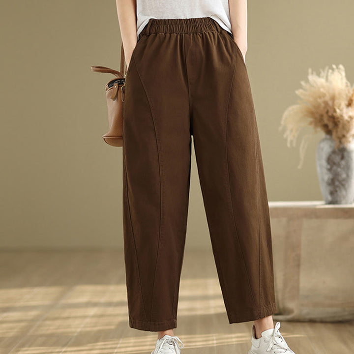 Pantaloni harem da donna in poliestere con elastico in vita e tasche, stile casual , Buddha Stones - image 18