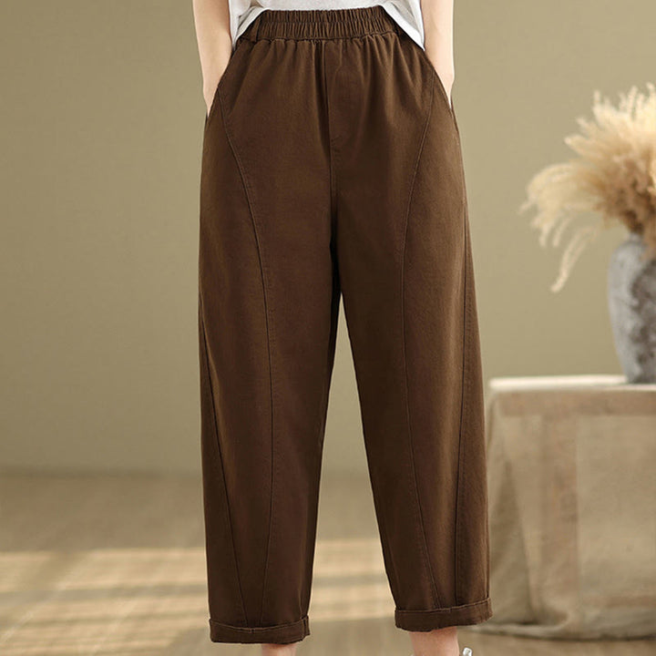 Pantaloni harem da donna in poliestere con elastico in vita e tasche, stile casual , Buddha Stones - image 17
