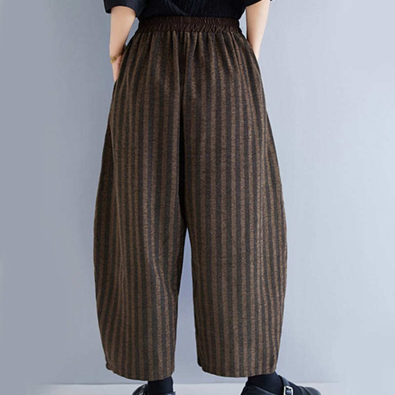 Pantaloni larghi da donna in poliestere con tasche, a righe, in velluto a coste, casual, da 7-8 Buddha Stones - image 21