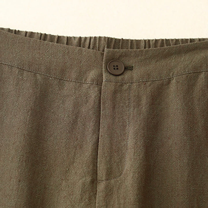 Pantaloni larghi da donna in cotone e lino, casual e semplici, con elastico in vita e tasche, modello Buddha Stones - image 2