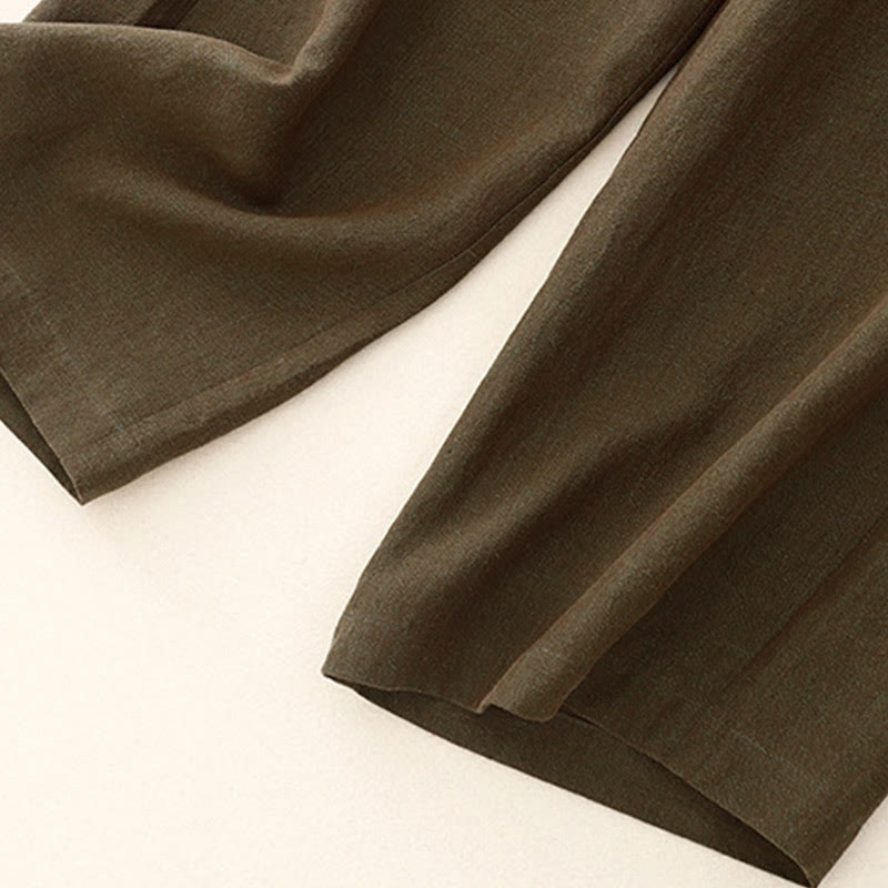 Pantaloni larghi da donna in cotone e lino, casual e semplici, con elastico in vita e tasche, modello Buddha Stones - image 3