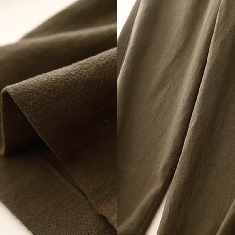 Pantaloni larghi da donna in cotone e lino, casual e semplici, con elastico in vita e tasche, modello Buddha Stones - image 4