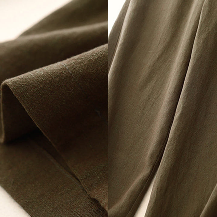 Pantaloni larghi da donna in cotone e lino, casual e semplici, con elastico in vita e tasche, modello Buddha Stones - image 4