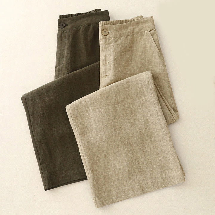 Pantaloni larghi da donna in cotone e lino, casual e semplici, con elastico in vita e tasche, modello Buddha Stones - image 13