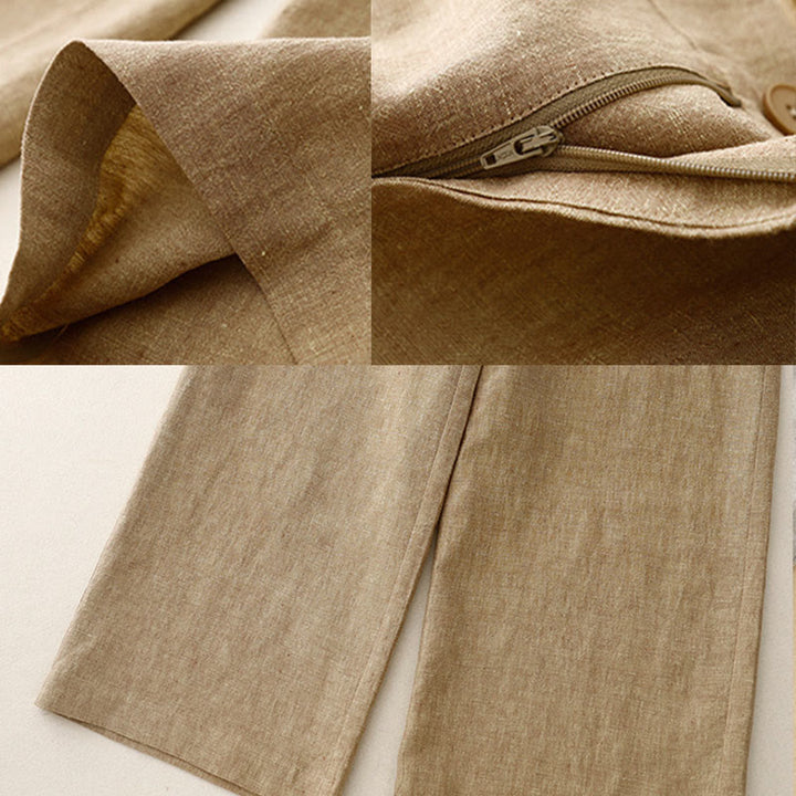Pantaloni da donna casual a gamba larga con elastico in vita e tasche, con stampa Buddha Stones. - image 10