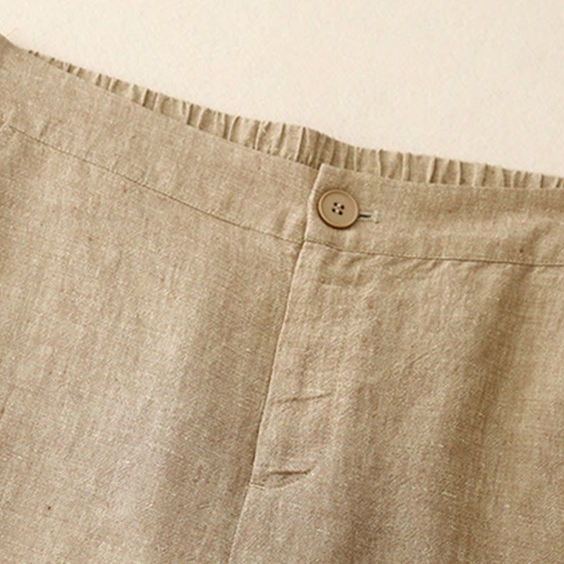 Pantaloni larghi da donna in cotone e lino, casual e semplici, con elastico in vita e tasche, modello Buddha Stones - image 8