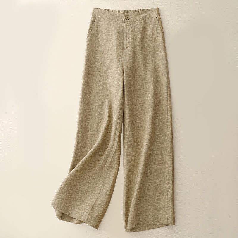 Pantaloni larghi da donna in cotone e lino, casual e semplici, con elastico in vita e tasche, modello Buddha Stones - Grano - US8-10, UK/AU12-14, EU40-42 (2XL) - image 5