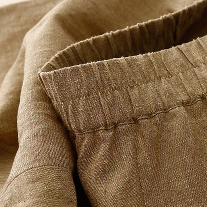 Pantaloni larghi da donna in cotone e lino, casual e semplici, con elastico in vita e tasche, modello Buddha Stones - image 11