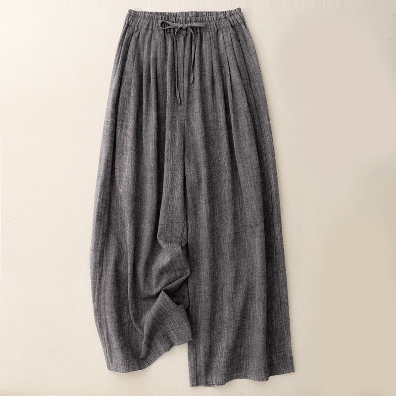 Pantaloni larghi da donna in poliestere con tasche e tessuti testurizzati casual Buddha Stones - Grigio scuro - US8-10, UK/AU12-14, EU40-42 (2XL) - image 0