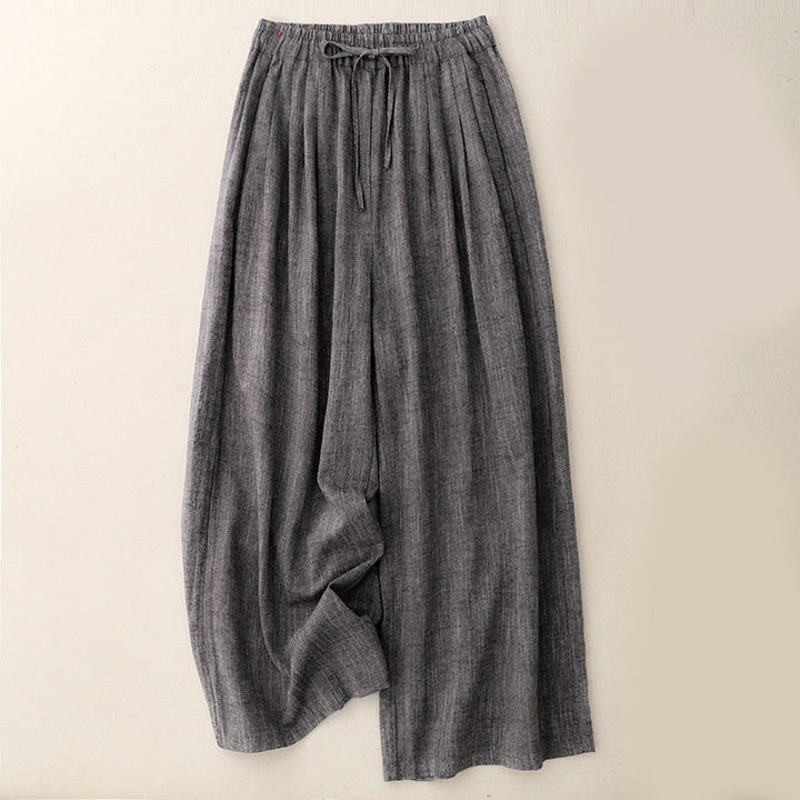 Pantaloni larghi da donna in poliestere con tasche e tessuti testurizzati casual Buddha Stones - Grigio scuro - US8-10, UK/AU12-14, EU40-42 (2XL) - image 0
