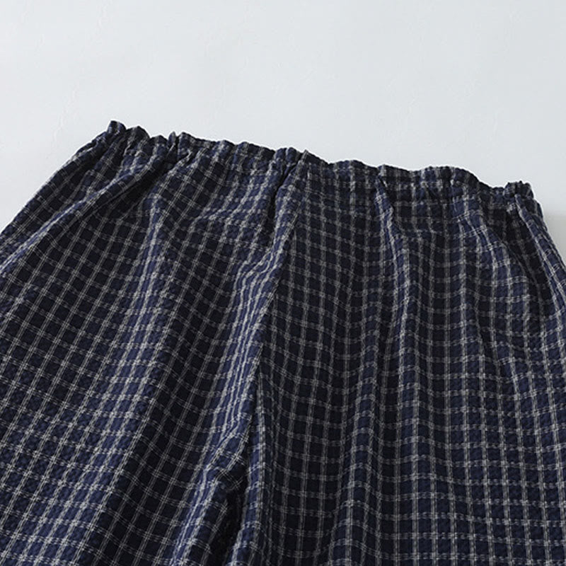Pantaloni larghi da donna in cotone con motivo scozzese casual Buddha Stones e tasche - image 6
