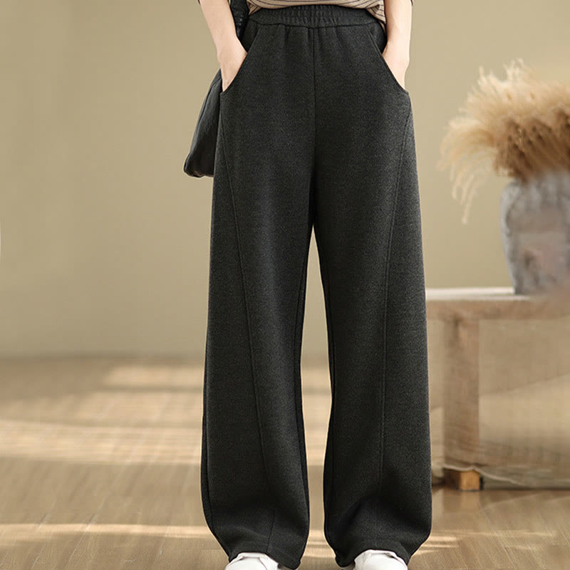 Pantaloni da donna casual in poliestere con gamba dritta e tasche , Buddha Stones - Nero - US8-10, UK/AU12-14, EU40-42 (2XL) - image 0
