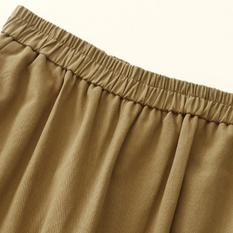 Pantaloni casual da donna in cotone e poliestere con bottoni automatici e tasche Buddha Stones - image 4