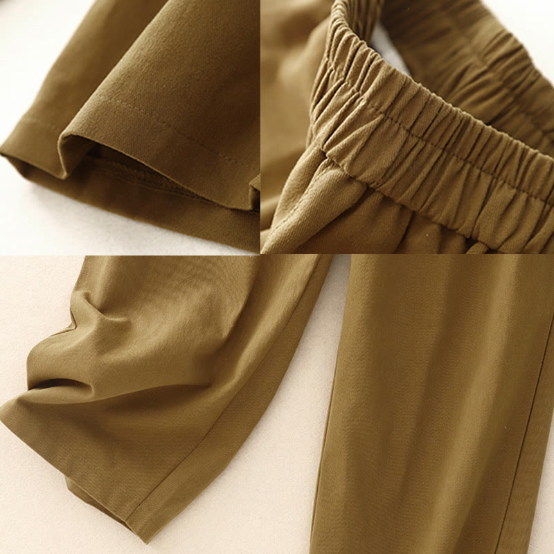 Pantaloni casual da donna in cotone e poliestere con bottoni automatici e tasche Buddha Stones - image 3