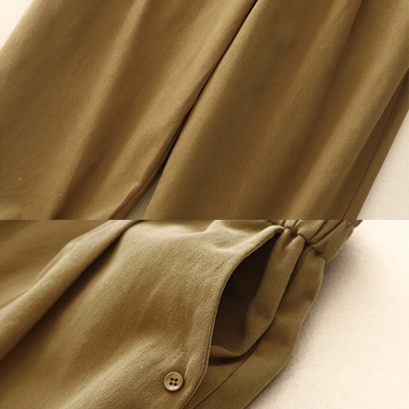 Pantaloni casual da donna in cotone e poliestere con bottoni automatici e tasche Buddha Stones - image 2