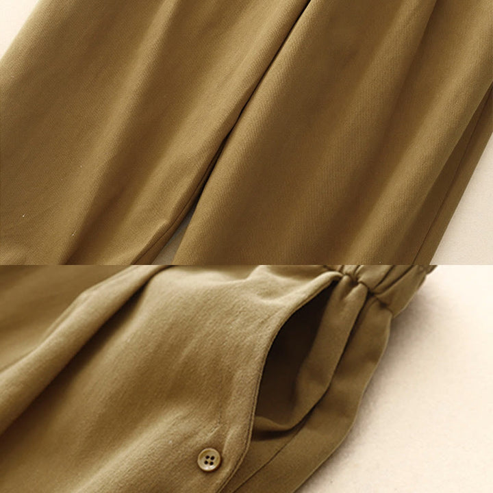 Pantaloni casual da donna in cotone e poliestere con bottoni automatici e tasche Buddha Stones - image 2