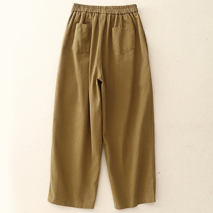 Pantaloni casual da donna in cotone e poliestere con bottoni automatici e tasche Buddha Stones - image 1