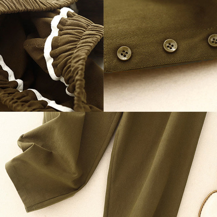 Pantaloni casual da donna in cotone e poliestere con bottoni automatici e tasche Buddha Stones - image 6