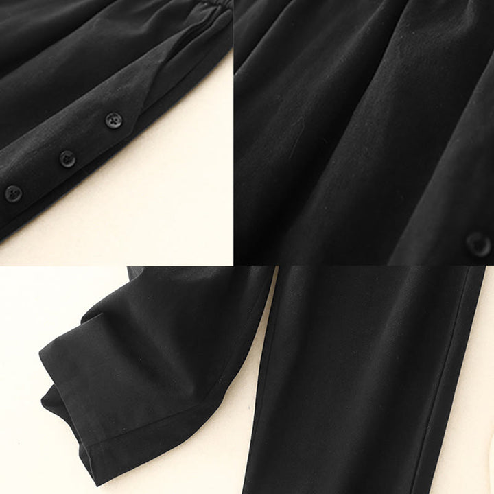 Pantaloni casual da donna in cotone e poliestere con bottoni automatici e tasche Buddha Stones - image 9