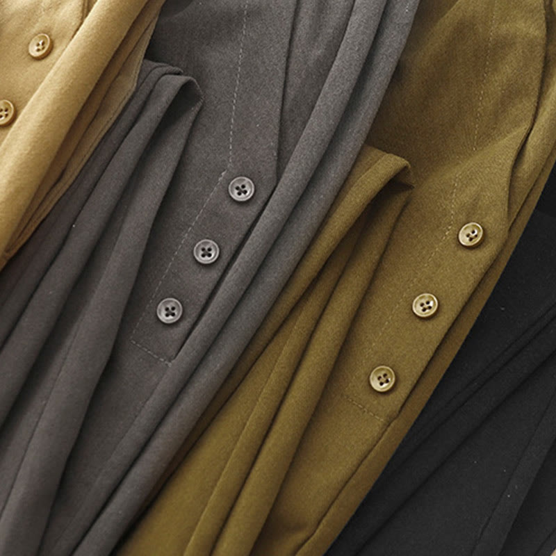 Pantaloni casual da donna in cotone e poliestere con bottoni automatici e tasche Buddha Stones - image 17