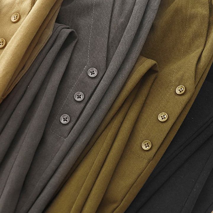 Pantaloni casual da donna in cotone e poliestere con bottoni automatici e tasche Buddha Stones - image 17