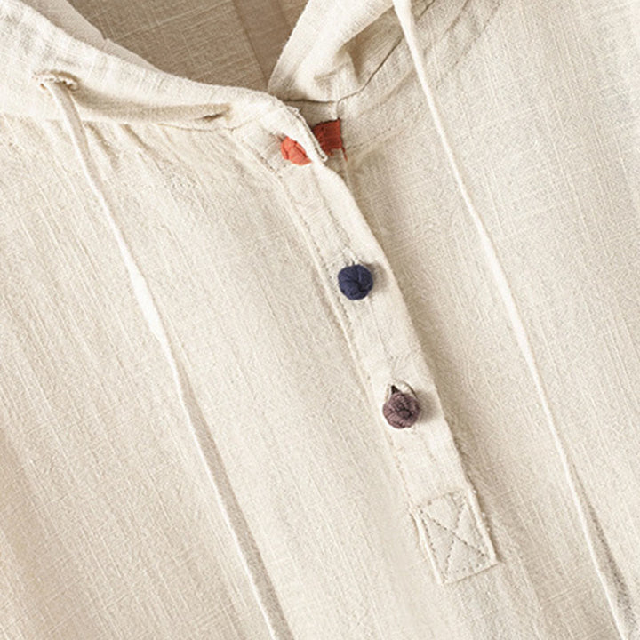 Felpa con cappuccio a maniche lunghe in cotone con tasche e bottoni semplici da donna Buddha Stones - image 5