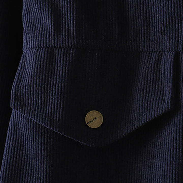 Camicia da donna a maniche lunghe in velluto a coste di cotone con bottoni semplici Buddha Stones Commute - image 3