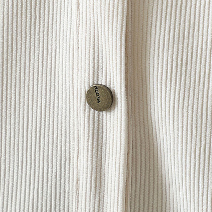 Camicia da donna a maniche lunghe in velluto a coste di cotone con bottoni semplici Buddha Stones Commute - image 13