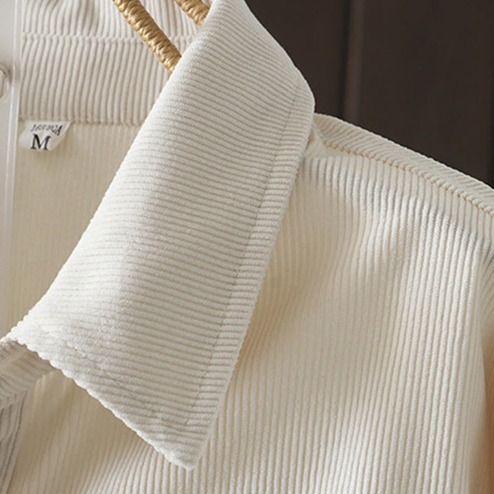 Camicia da donna a maniche lunghe in velluto a coste di cotone con bottoni semplici Buddha Stones Commute - image 11