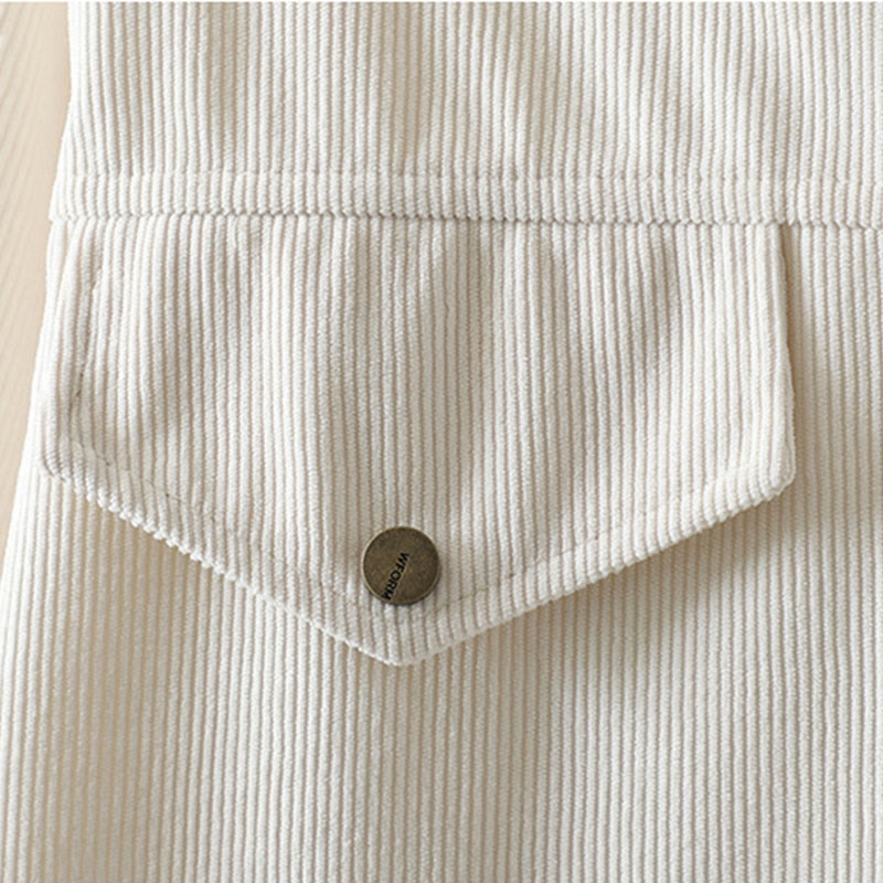 Camicia da donna a maniche lunghe in velluto a coste di cotone con bottoni semplici Buddha Stones Commute - image 12