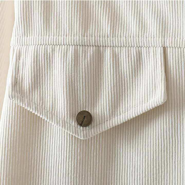 Camicia da donna a maniche lunghe in velluto a coste di cotone con bottoni semplici Buddha Stones Commute - image 12