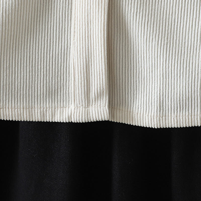 Camicia da donna a maniche lunghe in velluto a coste di cotone con bottoni semplici Buddha Stones Commute - image 16