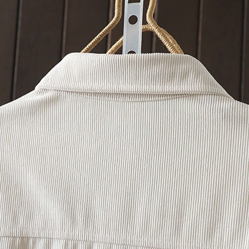 Camicia da donna a maniche lunghe in velluto a coste di cotone con bottoni semplici Buddha Stones Commute - image 10