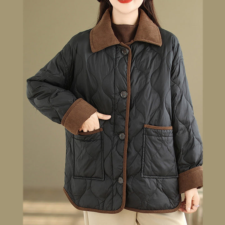 Giacca da donna in cotone a maniche lunghe con tasche e risvolto in colore contrastante Buddha Stones - image 9