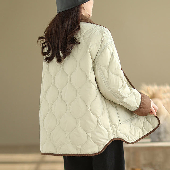 Giacca da donna in cotone a maniche lunghe con tasche e risvolto in colore contrastante Buddha Stones - image 15