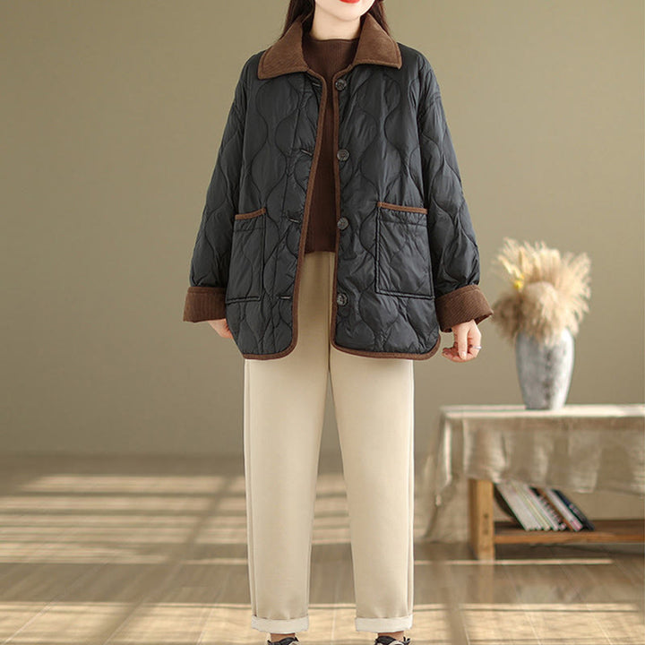 Giacca da donna in cotone a maniche lunghe con tasche e risvolto in colore contrastante Buddha Stones - image 10