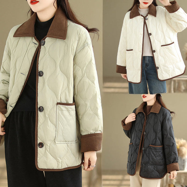 Giacca da donna in cotone a maniche lunghe con tasche e risvolto in colore contrastante Buddha Stones - image 24
