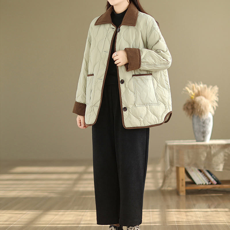Giacca da donna in cotone a maniche lunghe con tasche e risvolto in colore contrastante Buddha Stones - image 18