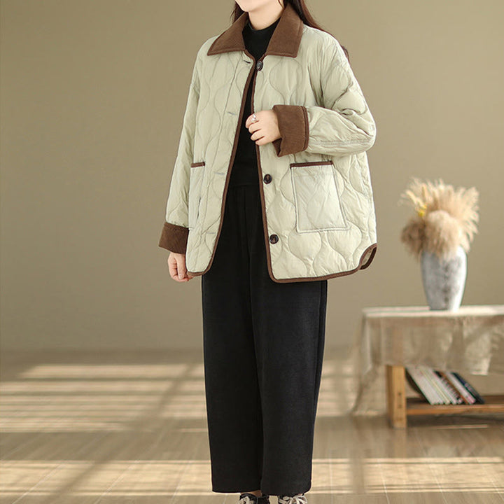 Giacca da donna in cotone a maniche lunghe con tasche e risvolto in colore contrastante Buddha Stones - image 18