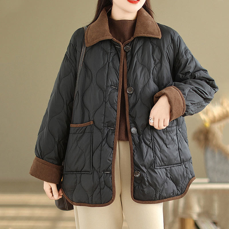 Giacca da donna in cotone a maniche lunghe con tasche e risvolto in colore contrastante Buddha Stones - image 8