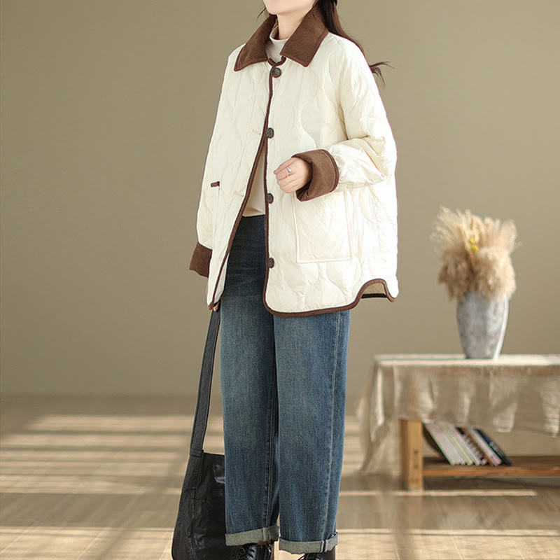 Giacca da donna in cotone a maniche lunghe con tasche e risvolto in colore contrastante Buddha Stones - image 4