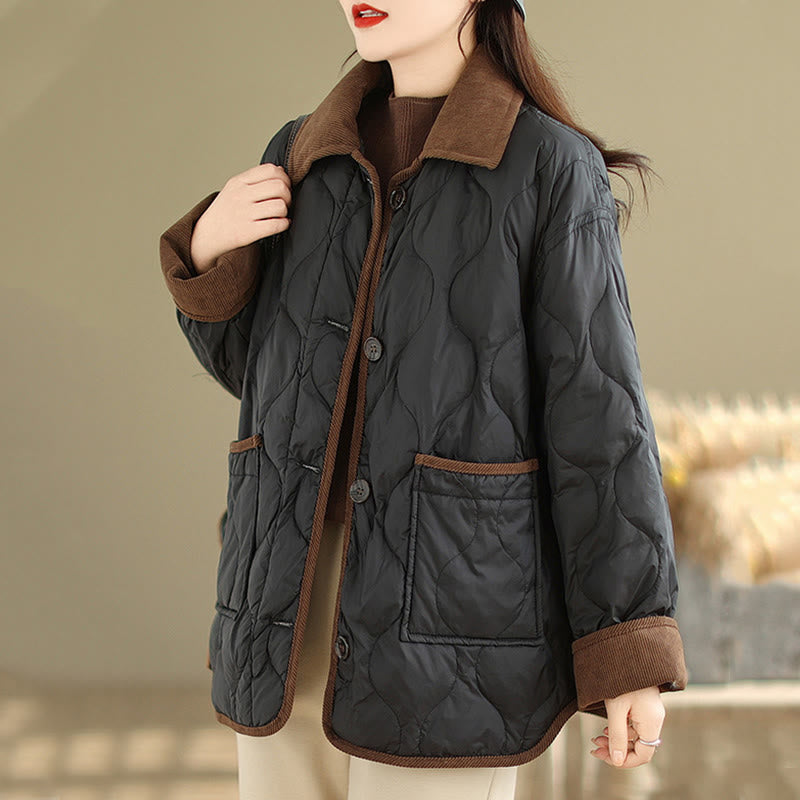Giacca da donna in cotone a maniche lunghe con tasche e risvolto in colore contrastante Buddha Stones - image 6