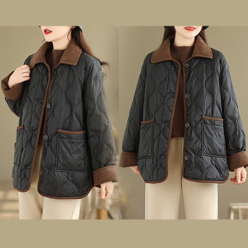 Giacca da donna in cotone a maniche lunghe con tasche e risvolto in colore contrastante Buddha Stones - image 11