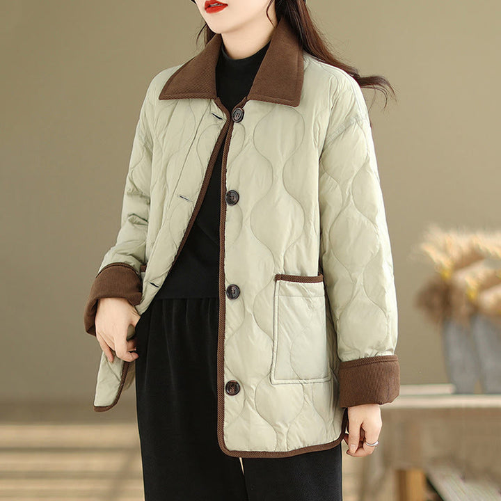 Giacca da donna in cotone a maniche lunghe con tasche e risvolto in colore contrastante Buddha Stones - image 17