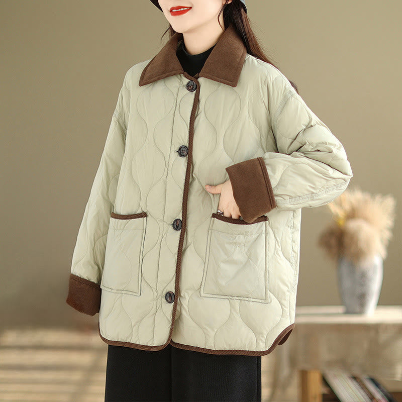 Giacca da donna in cotone a maniche lunghe con tasche e risvolto in colore contrastante Buddha Stones - image 16