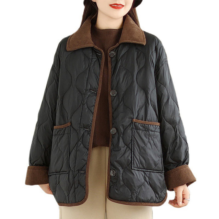 Giacca da donna in cotone a maniche lunghe con tasche e risvolto in colore contrastante Buddha Stones - image 12