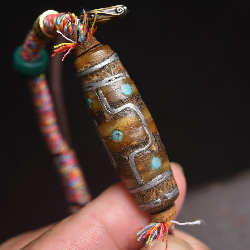 Braccialetto di protezione in corda con perline Dzi tibetane a nove occhi, fatto a mano, Buddha Stones - image 1