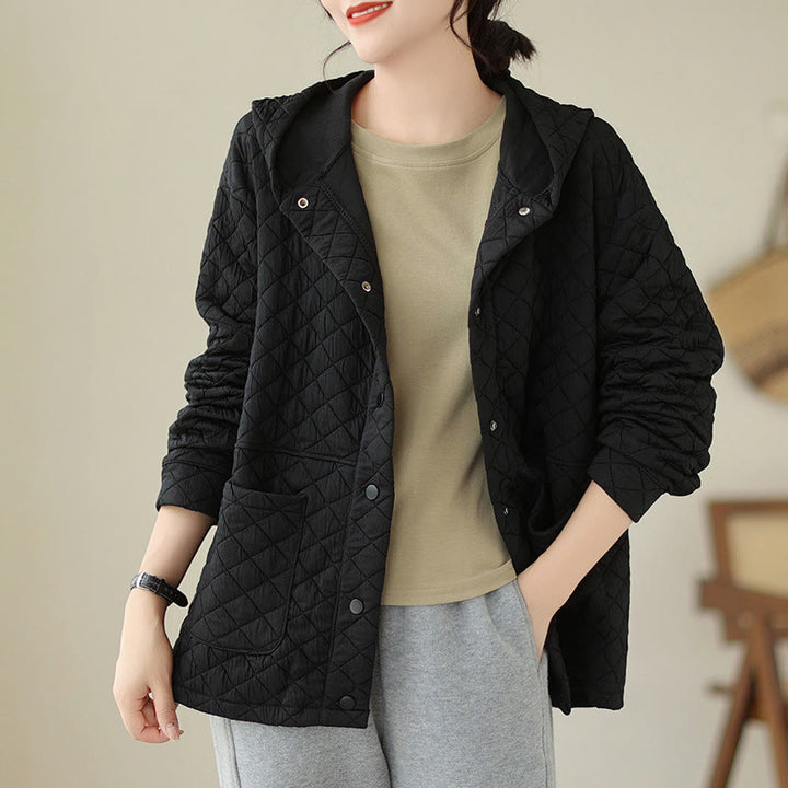 Giacca termica da donna in cotone a maniche lunghe con tasche e design con cappuccio semplice Buddha Stones - Nero - US14, UK/AU18, EU46 (2XL) - image 8
