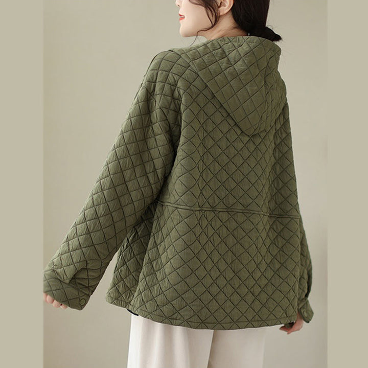 Giacca termica da donna in cotone a maniche lunghe con tasche e design con cappuccio semplice Buddha Stones - image 3