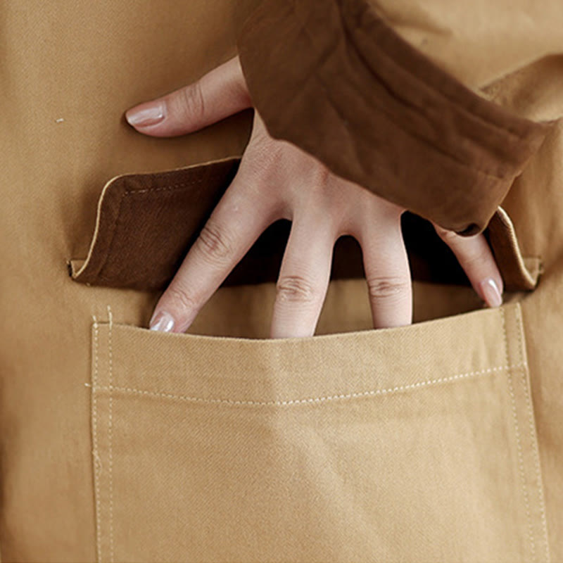Giacca da donna in cotone trapuntato a maniche lunghe con tasche e bottoni a risvolto semplici con motivo Buddha Stones - image 8